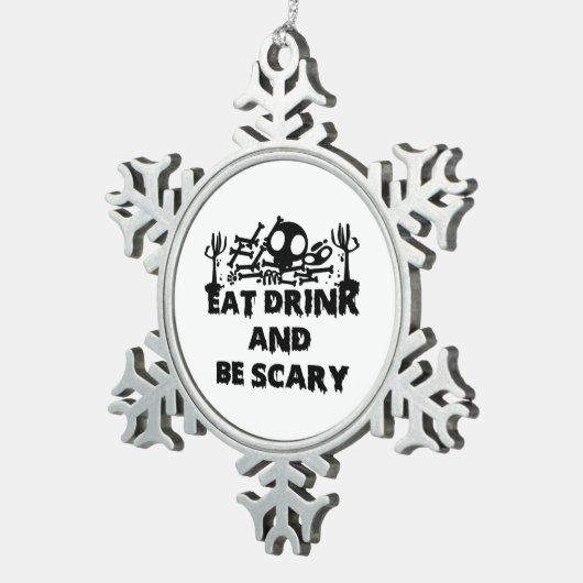 飲食べ飲と怖いデザインおもしろいクリエイティブグラフ スノーフレークピューターオーナメント (右)