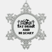 飲食べ飲と怖いデザインおもしろいクリエイティブグラフ スノーフレークピューターオーナメント (正面)