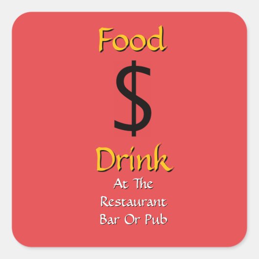 飲食店 バー または パブ ドル 記号 スクエアシール (正面)