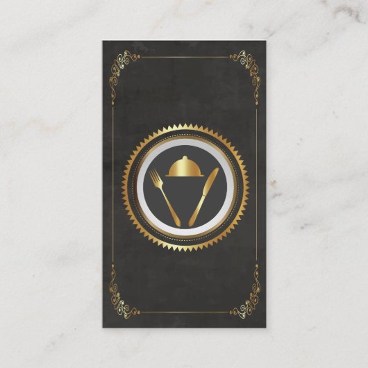 飲食業カード金ゴールドを世話しているシェフ 名刺 (正面)