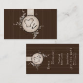 飲食業カード-シェフの帽子及び葉 名刺 (正面/裏面)