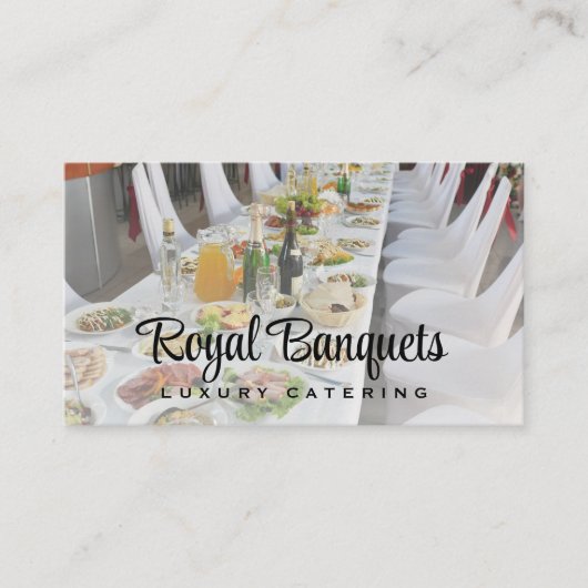 飲食物でいっぱいのテーブル 名刺 (正面)