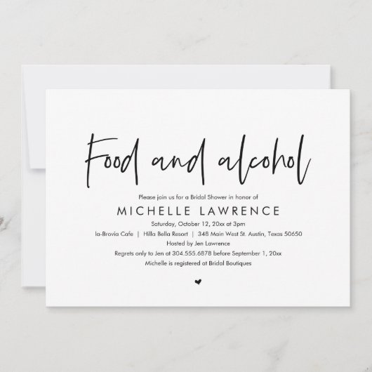 飲食物モダンブライダルシャワー 招待状 (正面)