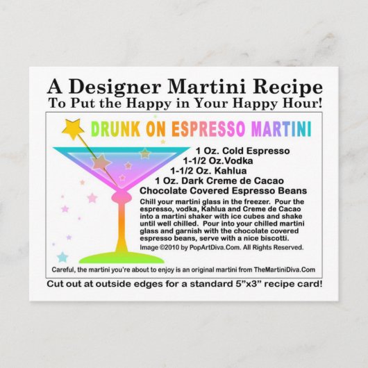 飲Expresso Martiniレシピはがき ポストカード (正面)