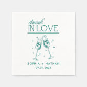 飲In Loveパーソナライズされたビーチ結婚ズ スタンダードカクテルナプキン (正面)