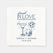 飲In Loveパーソナライズされたビーチ結婚ズ スタンダードカクテルナプキン (正面)