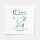 飲In Loveパーソナライズされたビーチ結婚ズ スタンダードカクテルナプキン (正面)