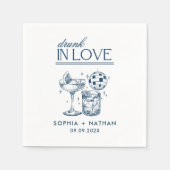 飲In Loveパーソナライズされたビーチ結婚ズ スタンダードカクテルナプキン (正面)