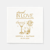 飲In Loveパーソナライズされたビーチ結婚ズ スタンダードカクテルナプキン (正面)