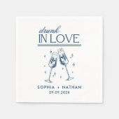飲In Loveパーソナライズされたビーチ結婚ズ スタンダードカクテルナプキン (正面)