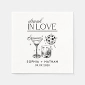 飲In Loveパーソナライズされたビーチ結婚ズ スタンダードカクテルナプキン (正面)