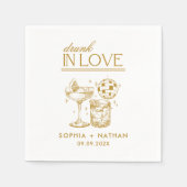飲In Loveパーソナライズされたビーチ結婚ズ スタンダードカクテルナプキン (正面)