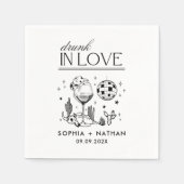 飲In Loveパーソナライズされたビーチ結婚ズ スタンダードカクテルナプキン (正面)
