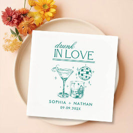 飲In Loveパーソナライズされたビーチ結婚ズ スタンダードカクテルナプキン