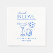 飲In Loveパーソナライズされたビーチ結婚ズ スタンダードカクテルナプキン (正面)