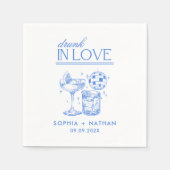 飲In Loveパーソナライズされたビーチ結婚ズ スタンダードカクテルナプキン (正面)