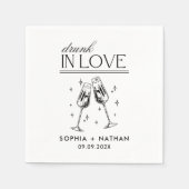 飲In Loveパーソナライズされたビーチ結婚ズ スタンダードカクテルナプキン (正面)