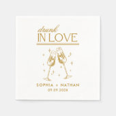 飲In Loveパーソナライズされたビーチ結婚ズ スタンダードカクテルナプキン (正面)