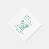 飲In Loveパーソナライズされたビーチ結婚ズ スタンダードカクテルナプキン (角)