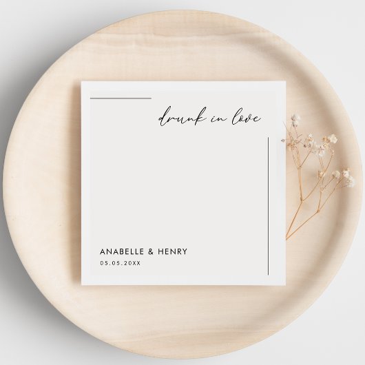飲Love Minimalist Script & Lineの結婚中 スタンダードカクテルナプキン