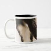 飼いならされたイギリスの高山のヤギ(子供)。 黒 ツートーンマグカップ (左)