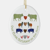 飼いカラフル主の動物がかわいい初めて家族のクリスマス セラミックオーナメント (右)