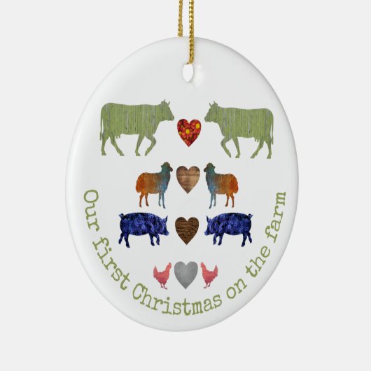 飼いカラフル主の動物がかわいい初めて家族のクリスマス セラミックオーナメント (右)