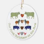 飼いカラフル主の動物がかわいい初めて家族のクリスマス セラミックオーナメント (左)