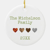 飼いカラフル主の動物がかわいい初めて家族のクリスマス セラミックオーナメント (裏面)