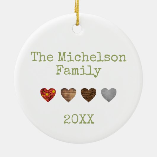 飼いカラフル主の動物がかわいい初めて家族のクリスマス セラミックオーナメント (裏面)