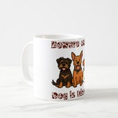 飼い主に気をつけろ 犬は友好的 | 面白い犬好き コーヒーマグカップ (正面左)