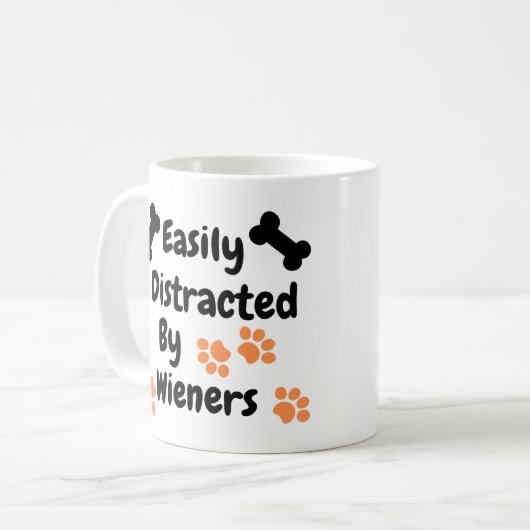 飼い主に気を取られる犬 コーヒーマグカップ (正面左)