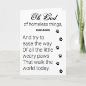 飼い主のいない犬と猫のための小さな足の祈りの言葉 カード (正面)