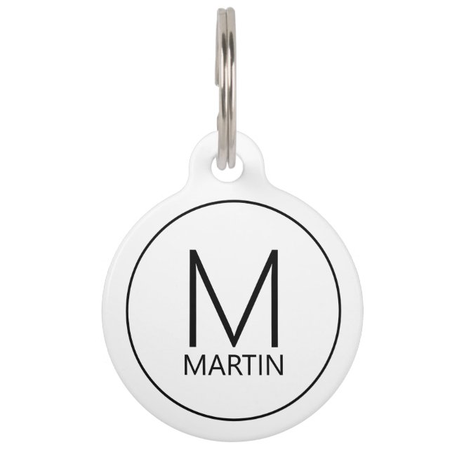 飼い主のQRコードとペットのモノグラム連絡の名前 ペット　ネームタグ (正面)