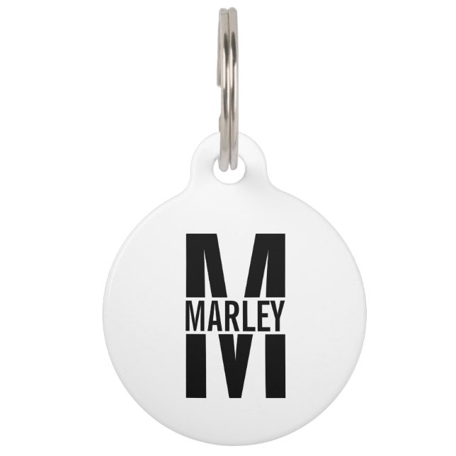 飼い主のQRコード付きペットの名前連絡モノグラム ペット　ネームタグ (正面)