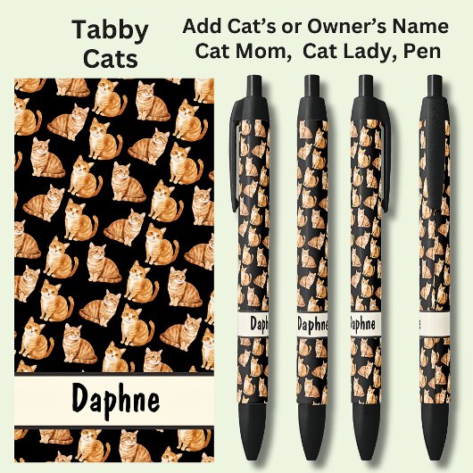 飼い主または猫の名前、Tabby Catsを追加 黒ボールペン