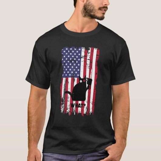 飼い主プロフィール: Flag Cat What Black Cat Murderous Cat W Tシャツ (正面)