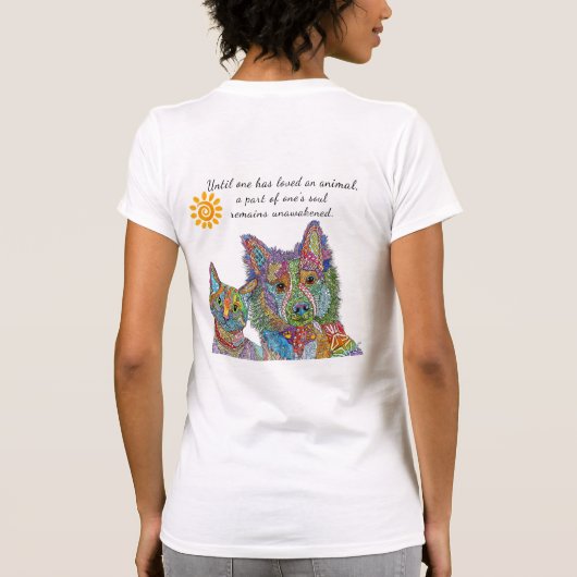 飼い犬と猫は買い物をしない Tシャツ (裏面)