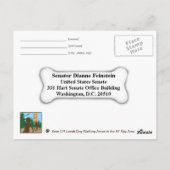 飼い犬のリード外し散歩を守れ 上院議員フェインスタイン ポストカード (裏面)