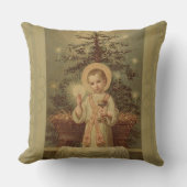 飼い葉桶による聖餐式を持つクリスマスの子供イエス・キリスト クッション (正面)