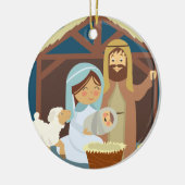 飼い葉桶のかわいいメリーヨセフイエス・キリスト セラミックオーナメント (左)