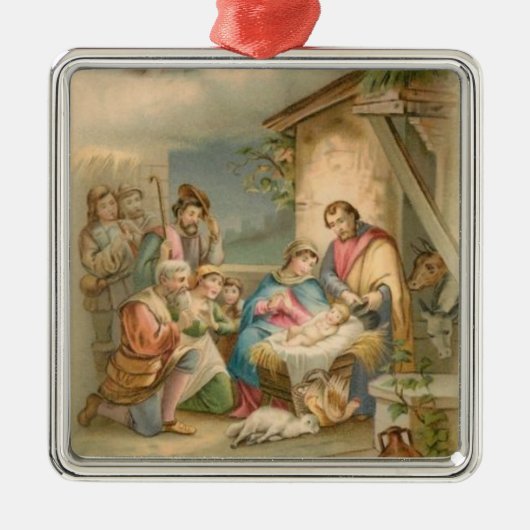 飼い葉桶のイエス・キリスト メタルオーナメント (正面)