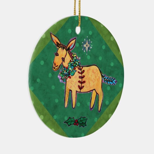 飼い葉桶のクリスマスのオーナメントの控え目なろば セラミックオーナメント (右)