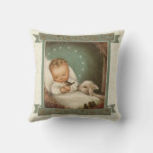 飼い葉桶の子ヒツジ及び鳥を持つベビーイエス・キリスト クッション (裏面)