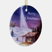 飼い葉桶、メリークリスマスで遠くに セラミックオーナメント (右)