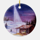 飼い葉桶、メリークリスマスで遠くに セラミックオーナメント (裏面)