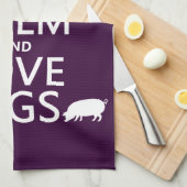 飼って下さい平静および愛ブタ(すべての色)を キッチンタオル (四つ折り)