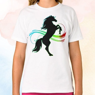 飼育カラフル馬女子Tシャツ Tシャツ