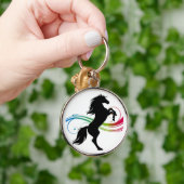 飼育カラフル黒馬ボタンキーチェーン キーホルダー (手)