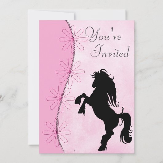 飼育シルエットホース誕生日招待状 招待状 (正面)